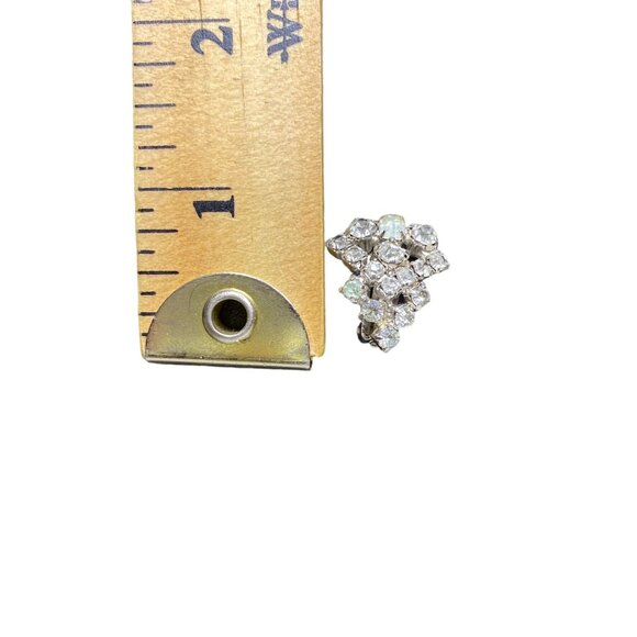 Vintage 50s 60s MCM Rhinestone Inverted Triangle Drop Clip-On Earrings - Picture 4 of 4